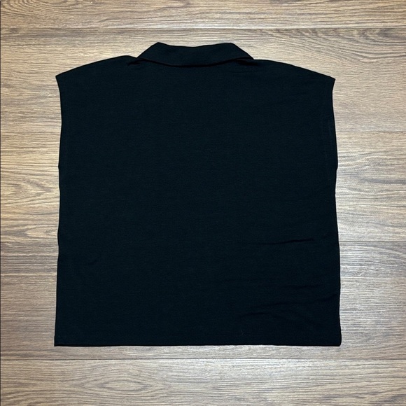 Eileen Fisher Classic Black Sleeveless Collared Shirt - Picture 3 of 6